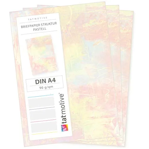 TATMOTIVE Briefpapier Pastell Aquarell bunt beidseitig A4 90g 50 Blatt