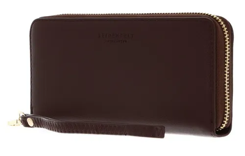 Seidenfelt Manufaktur Geldbörse Smilla - Elegante Geldbörse in Oxblood mit 12 Fächern für Karten und Münzen, inklusive abnehmbarer Handschlaufe – ideal für stilvolle Aufbewahrung Ihrer Finanzen.