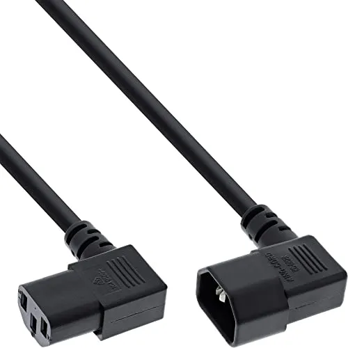 InLine 16601A Netzkabel Kaltgeräteverlängerung, C13 auf C14, 90° abgewinkelt, 1m