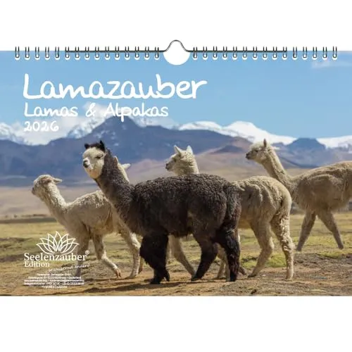 Lamazauber DIN A4 Kalender für 2026 Lama Alpaka - Seelenzauber