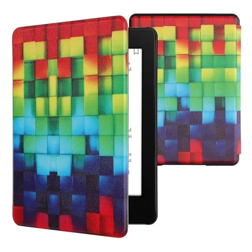 kwmobile Klapphülle kompatibel mit Amazon Kindle Paperwhite 11. Generation 2021 Hülle - Flipcase für Kindle Paperwhite Hülle mit Magnetverschluss - Regenbogen Würfel