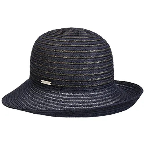 Seeberger Levia Bortenhut mit Aufschlag Damenhut Strohhut Glockenhut Sommerhut Sonnenhut Damen - Frühling-Sommer Sommer - One Size blau-dunkelblau