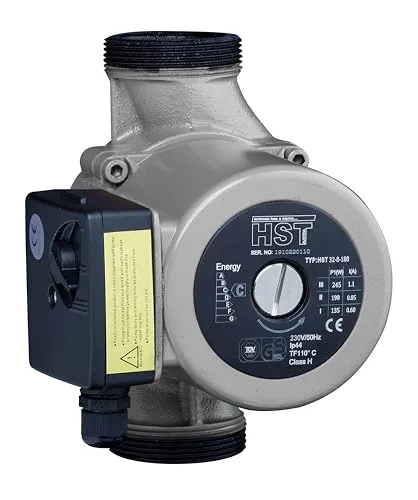 HST Heizungspumpe HST 32-80/180 mm - Wärmepumpe mit 8 Meter Förderhöhe, ideal für effiziente Heizsysteme. Robustes Gusseisen-Gehäuse und langlebiges Keramiklager für höchste Zuverlässigkeit.