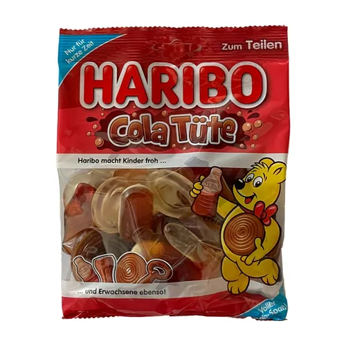 HARIBO Cola Tüte, Fruchtgummi, teilweise mit Schumzucker 175g