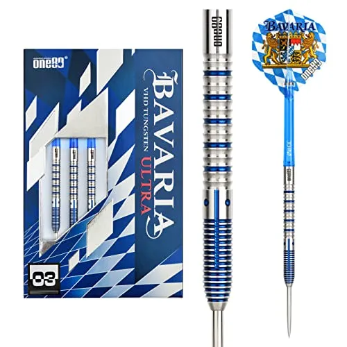 ONE80 Steel Dart Bavaria Ultra 90% Tungsten Steeltip Dart Set mit Bayern Flight – Präzisionsdart für Profi & Ambitionierte Spieler