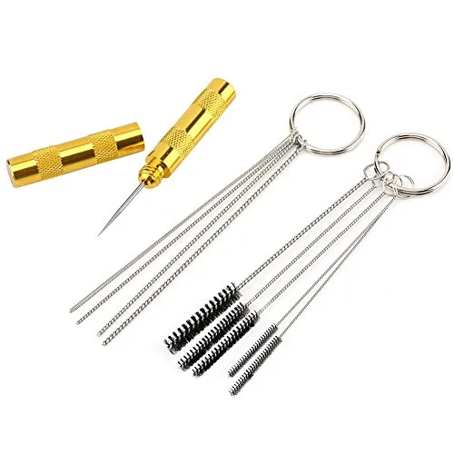 Fdit Airbrush Cleaner Kit, Airbrush Spritzpistole Reinigungswerkzeug Edelstahl Nadel & Bürstenset Arche 5 STK. Reinigungsnadeln, 5 STK. Reinigungsbürsten, 1 Waschnadel