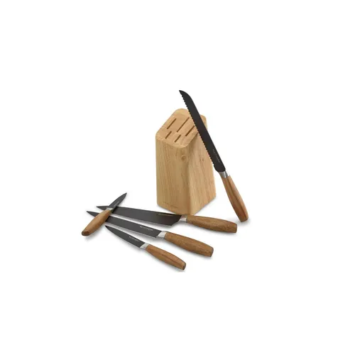 Echtwerk Küchenmesser Set 6-teilig mit Holzblock - Küchenmesser-Set aus hochwertigem Spezialstahl, extrem scharf und mit ergonomischem Griff für sicheres Schneiden. Ideal für Profis und Hobbyköche.