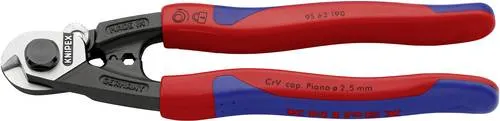 Knipex Kabelschere 95 62 190 - Drahtseilschneider, 19.5 cm lang, ideal für präzises Abisolieren von Aluminiumkabeln
