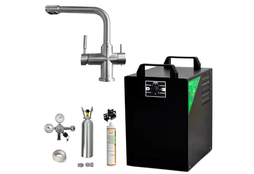 BieTal® BT-25U Untertisch Wassersprudler - Wassersprudler mit 25 L/h Kühlleistung, 3-Wege Edelstahl-Wasserhahn und Filteranlage für erfrischendes Sprudelwasser zu Hause oder im Büro.