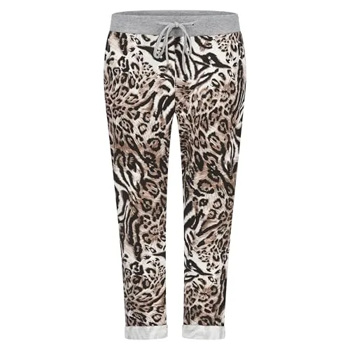 Mississhop 287 Damen Cargohose Blumen Sweatpants - Damen-Hosen in Einheitsgröße 36-42, bequeme Boyfriend-Hose im angesagten Blumen-Print mit elastischem Gummibund und Tunnelzug für optimalen Komfort – perfekt für Freizeit, Sport oder elegante Anlässe!