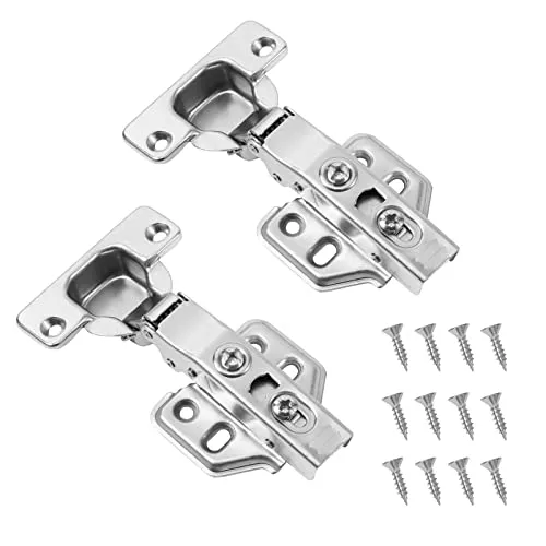 Vinabo 2 Stücke Schrankscharniere Softclose Schranktür Öffnungswinkel 110° mit Hydraulisch Feder, Topfscharnier Möbelscharniere für Küchenschrank, Selbstschließendes 110 Grad Scharnier, Silber