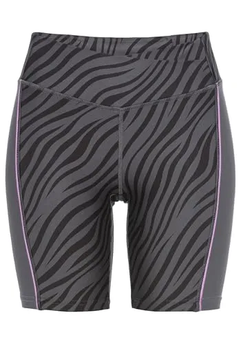 LA LASCANA ACTIVE Damen Shorts - Damen-Shorts mit Animal-Print, ideal für sportliche Aktivitäten. Der breite V-Bund und das atmungsaktive Material sorgen für optimalen Komfort und Bewegungsfreiheit.