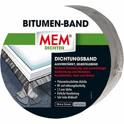 MEM Bitumen Band Dichtband Bleifarben 7,5 cm x 10,00 m selbstklebend