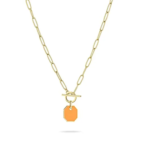 Liebeskind Berlin Halskette LJ-1301-N-45 IP Gold-Orange - Damenkette aus poliertem Edelstahl mit T-Bar-Verschluss, 45 cm lang. Zeitloses Design in exklusiver Qualität, perfekt kombinierbar und ein ideales Geschenk für jeden Anlass.