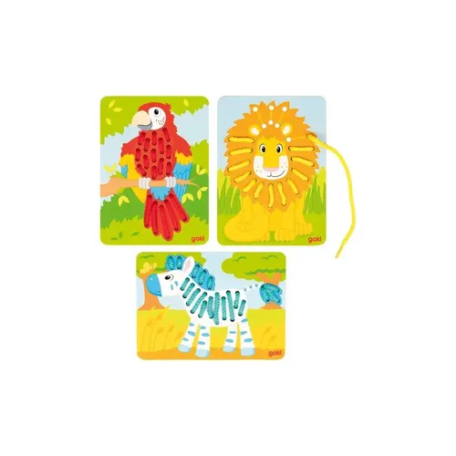 Fädelspiel Papagei, Löwe, Zebra