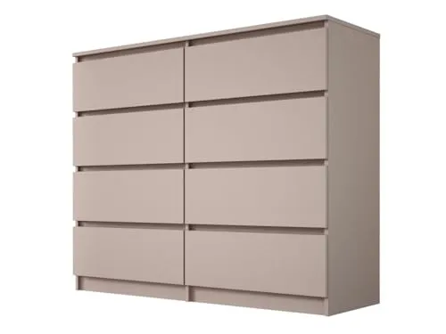 3E 3xE living.com Kommode mit 8 Schubladen in Karamellbraun, 120 x 102 x 39 cm