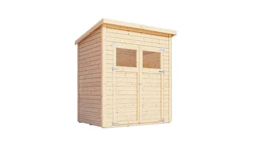 Woodtex Marksburg Gartenhaus – Naturbelassenes Holzgerätehaus mit Pultdach - Gartenhäuser, Geräteschuppen & Carports – Robust und stilvoll, ideal für Aufbewahrung im Garten mit Doppeltür und 14 mm Wandstärke.