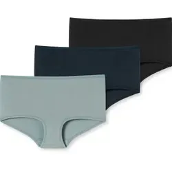 Schiesser 3P 95-5 Boyshorts Organic Cotton Schwarz/Blau Baumwolle 46 Damen