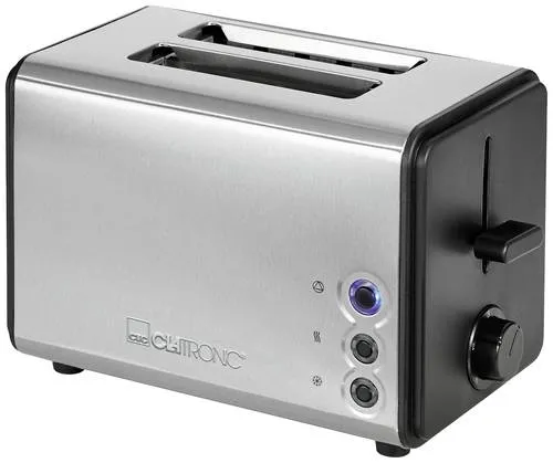 Clatronic Toaster TA 3620, 850 Watt - Toaster für 2 Scheiben aus gebürstetem Edelstahl mit 5-stufigem Bräunungsgrad, Brötchenaufsatz und Sicherheitsabschaltung – ideal für perfekten Toast und Brötchen.