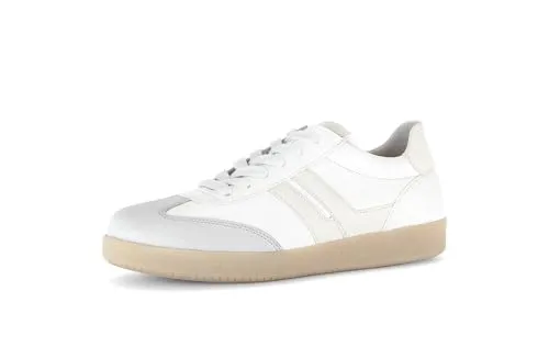 Gabor Damen Low-Top Sneaker - Sportliche Sandalen in Weiß/Latte Combi - Klassische Low-Top Sneaker aus hochwertigem Leder mit atmungsaktivem Innenmaterial. Ideal für Freizeit und Business, bieten sie Komfort und Stil in einem.