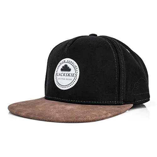 Blackskies® Behemoth Snapback Cap - Unisex Baseball Mütze für Herren und Damen - Hochwertige Snapback Cap in Schwarz-Braun aus strapazierfähigem Flanell. Ideal für Freizeit und Sport, mit verstellbarem Verschluss für perfekten Sitz. Ein Must-Have für stilbewusste Skater und Surfer!