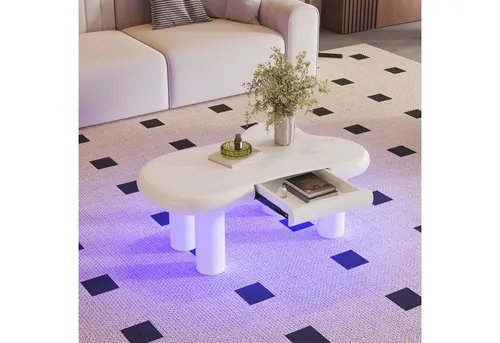 Produktbild STILVORA Couchtisch Cloud-Form mit Schubladen und LED-Beleuchtung