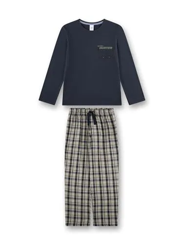 Sanetta Kinder Pyjama Dunkelblau/Beige, Größe 128 - Weicher Sanetta Pyjama aus 100% Baumwolle in Dunkelblau/Beige, ideal für angenehme Nächte. Mit Rundhals-Ausschnitt und langem Arm, bietet er hohen Tragekomfort.