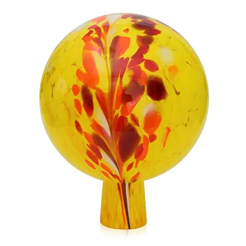 Lauschaer Glas Gartenkugel Rosenkugel aus Glas mit Granulat in gelb von Lauschaer Glas