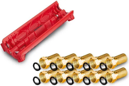 ARLI Abisoliermesser + 10 F - Stecker vergoldet breiter Mutter + Dichtring Abisolierwerkzeug