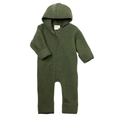 Engel | Wolle Fleece Anzug Schneeanzug | Mit Reißverschluss | Newborn Baby | 100% Wolle kbT (Schilf, 50-56)