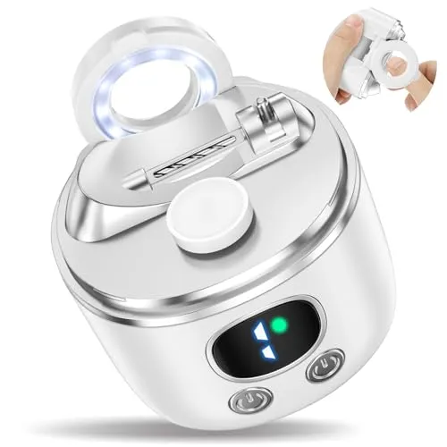 Elektrischer Nagelknipser mit LED-Licht und USB-C, 3-Geschwindigkeitsstufen