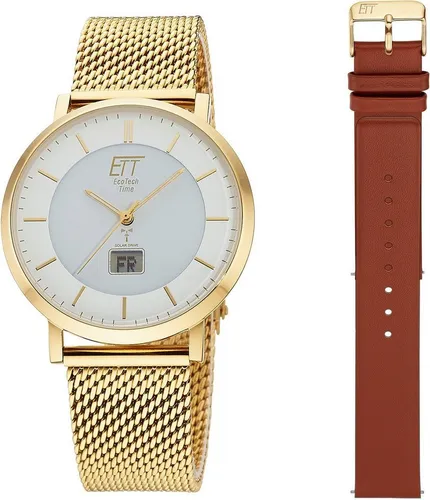 ETT Funkuhr Atacama EGS-11623-11MS, 2-tlg. Set mit Lederwechselband - Herrenuhren mit Solar-Antrieb, Leuchtzeigern und automatischem Kalender, ideal als Geschenk und für jeden Anlass.