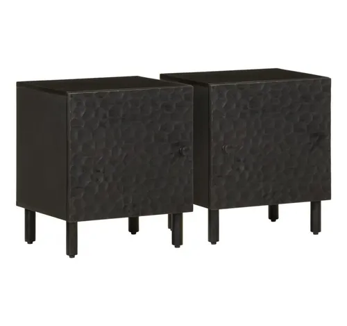 vidaXL Nachttische 2er Set Schwarz aus Massivholz von vidaXL