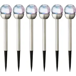 LED Solar Außenleuchte 24cm Edelstahl mit Farbwechsel 6er Set