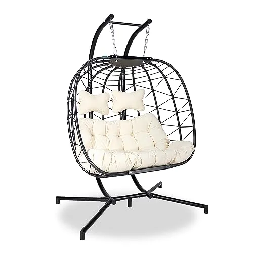 Endorphin Hängesessel Twin mit Gestell - Hängesessel für 2 Personen, mit weichem Kissen und hochwertiger Pulverbeschichtung, ideal für entspannte Stunden im Freien.