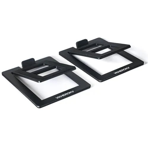 VKheroKV Mukjipa C-1 Desktop Lautsprecher Ständer für kleine Lautsprecher, geneigte Tischplatte Stahl Computer Lautsprecher Ständer (Paar), L15.2 x W11.4 x H3.8 Zentimeter (Schwarz)