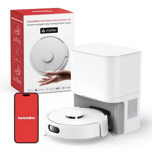 SwitchBot K10+ Pro Saugroboter mit Absaugstation - Staubsaugroboter mit 90 Tagen Absaugstation, leise bei 45dB und LiDAR-Navigation für optimale Eckenabdeckung. Ideal für tierhaltende Haushalte dank Anti-Verhedderungsbürste.