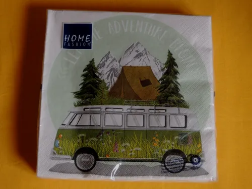 Servietten Camping Bus 1 Packung OVP Motivservietten let the adventure begin 20