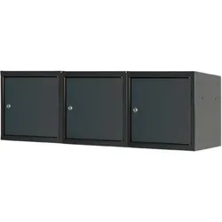 Proregal Mega Deal | 3x Schließfachwürfel Blocky mit Zylinderschloss + 2 Schlüssel | HxBxT 40x40x40cm | Anthrazit/Anthrazitgrau