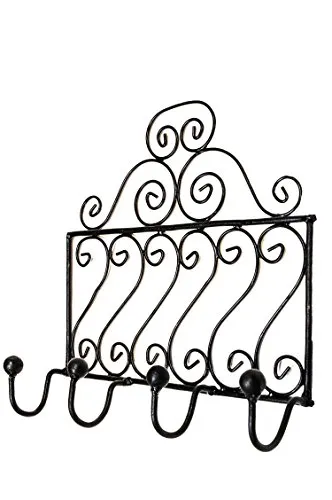 Vintage Garderobe Kleiderhaken Schwarz Mela Mittel 30cm groß 4er Haken | Hakenleiste Wandhaken für die Wand oder Tür | Kleiderhakenleiste Garderobenhaken aus Metall | handtuchhaken im Bad oder Küche
