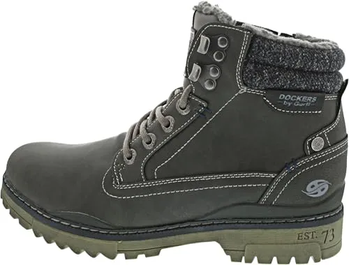 Dockers by Gerli Herren Schnürboots 47LY101 Grau 43 - Wanderschuhe mit gepolstertem Schaft für hohen Tragekomfort und profilierter Gummi-Außensohle für hervorragende Traktion, ideal für Outdoor-Abenteuer.