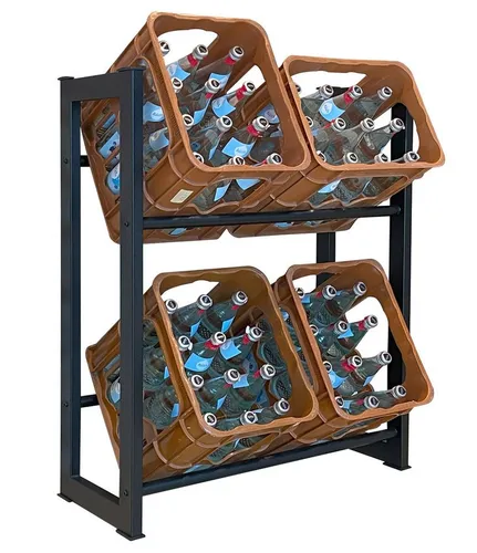 Quick Star Flaschenregal 71x30x90cm, 4-tlg. - Stabil und platzsparend - Flaschenhalter für 4 Getränkekisten, aus robustem Stahl in Matt Schwarz. Ideal für eine komfortable Lagerung und einfachen Zugriff - perfekt für jede Küche oder Vorratsraum.