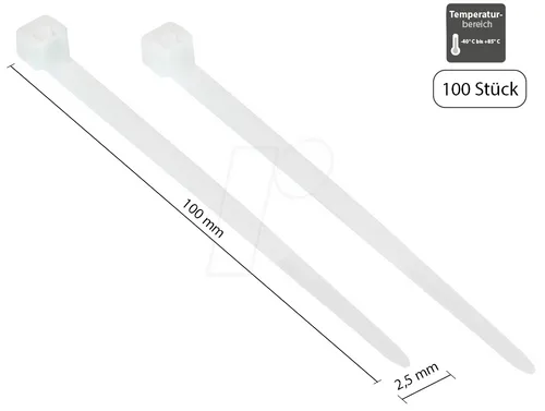 GC KAB-10T25 - Kabelbinder, 100 mm, transparent, 100er-Pack