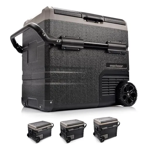 meteor thermoelektrischer Kühlschrank mit Rädern und App Steuerung per Bluetooth Elektrische Kompressor-Kühlbox 12/24V und 230V für Picknick Auto LKW Boot Camping Isolierung Kühlschrank (60 L, TSW)