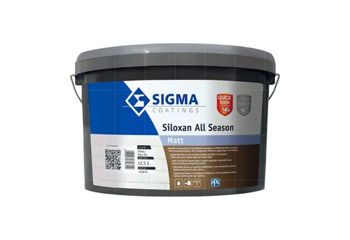 Sigma Siloxan All Season Matt Fassadenfarbe 12,5L - Hochwertige Silikonharzfarbe - Hochwertige Fassadenfarbe in 12,5L, ideal für Mauerwerk und Putz. Mit hervorragender Deckkraft und mattem Finish überzeugt sie durch Langlebigkeit und einfache Verarbeitung.