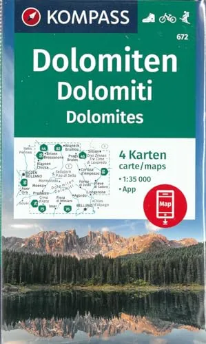 KOMPASS Wanderkarten-Set 672 Dolomiten, Dolomites, Dolomiti (4 Karten) 1:35.000: inklusive Karte zur offline Verwendung in der KOMPASS-App. Fahrradfahren. Skitouren.