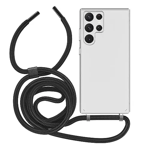 MyGadget Handykette für Samsung Galaxy Note 20 Ultra - [ Hülle mit Band abnehmbar & verstellbar ] - Handyhülle mit Handyband zum Umhängen Schnur Case Schutzhülle - Schwarz