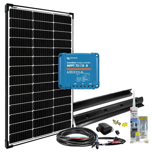 100W Solaranlage Caravan Solarset Victron Offgridtec mPremium+ L - Solarset für Offgrid-Anwendungen, monokristallin mit hohem Wirkungsgrad von 22,3% und MPPT-Technologie für maximale Energieausbeute.
