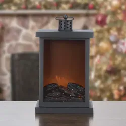 Gilde Kaminfeuer LED Laterne mit Flammeneffekt 15x25cm