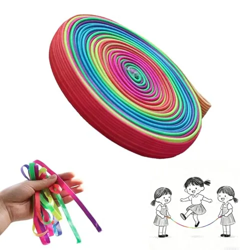 Meter gummitwist Kinder,Gummi Twist Regenbogenfarben, gummitwist mädchen ab 8,pausenspiele grundschule,fadenspiele für kinder,gummi twist mädchen,hüpfgummi kinder ab 6, 7, 8, 9, 10 Jahre,gummi twist 6